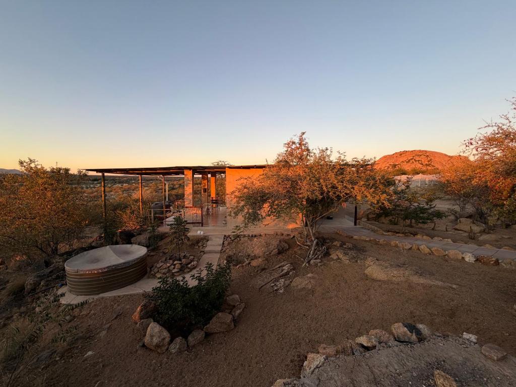 an overhead view of a building in a desert at Karibu Self-Catering unit 2 in Omaruru