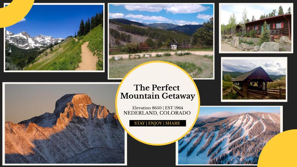 a collage of pictures of the perfect mountain gateway at Sundance Lodge in Nederland