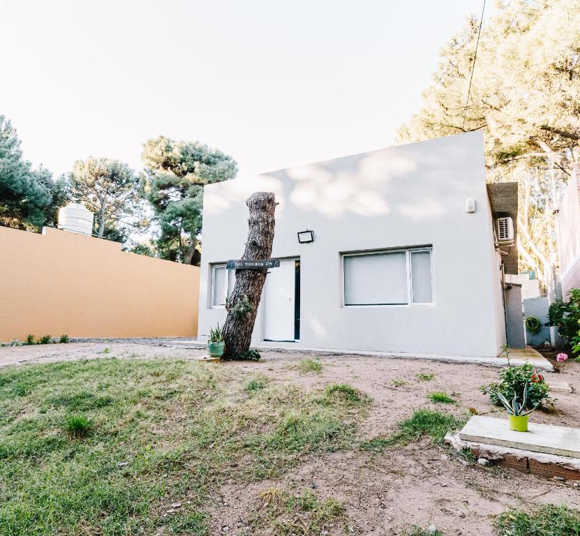 a house with a tree in front of it at Casa Las Dunas in Monte Hermoso