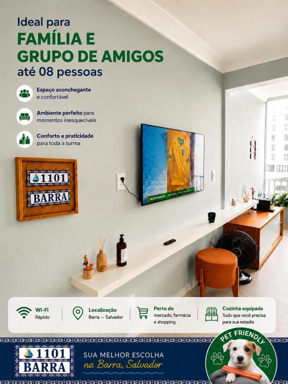 a catalogue of a room with a tv on a wall at 1101 Barra Salvador - Excelente para o Carnaval! in Salvador
