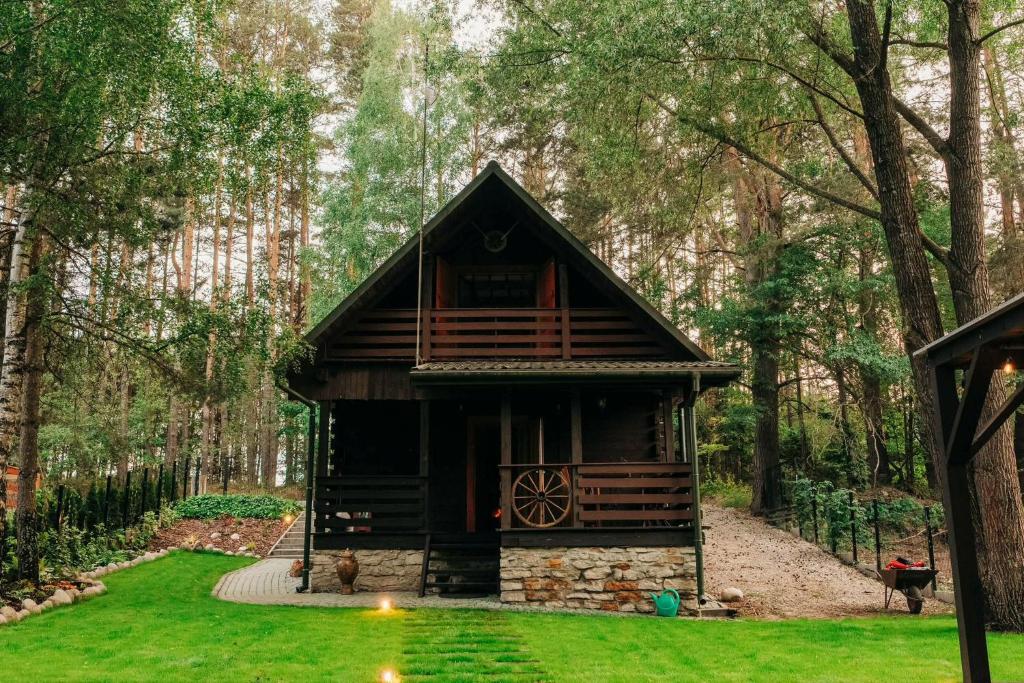 a small cabin in the middle of a forest at Magiczne Roztocze in Koszele