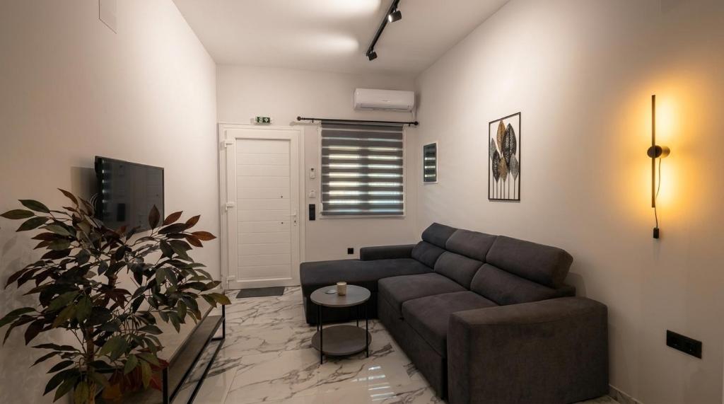 a living room with a couch and a plant at Vt Homes in Corfu