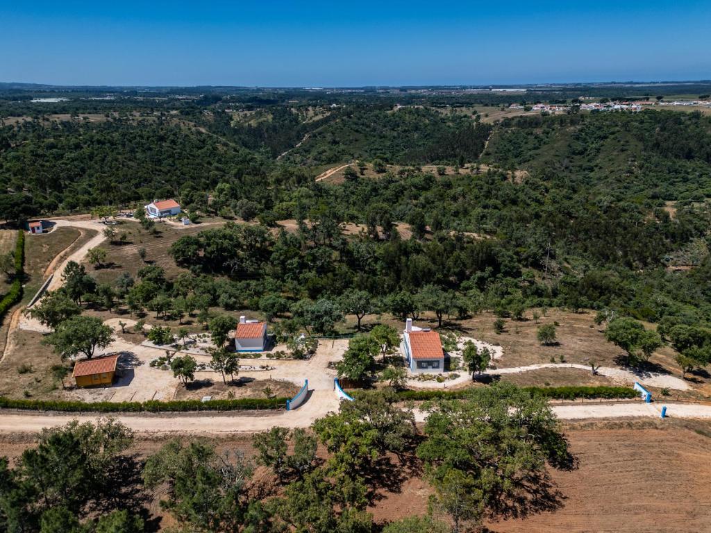 an aerial view of a farm with trees at Quinta da Barradinha in Odemira