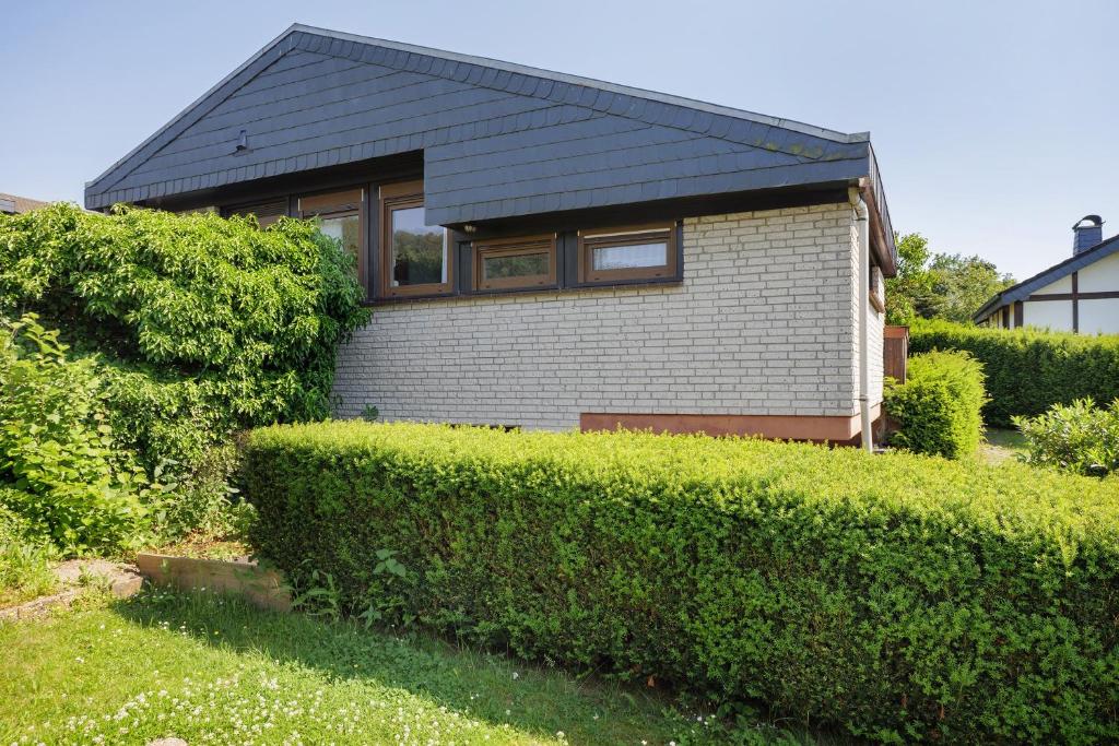 a house with hedges in front of it at Ferienhaus Bianca in Meschede