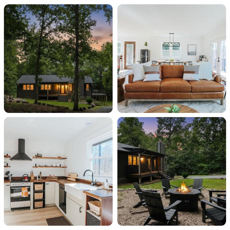 a collage of four pictures of a house at Nelson Cozy Cabin in Nellysford