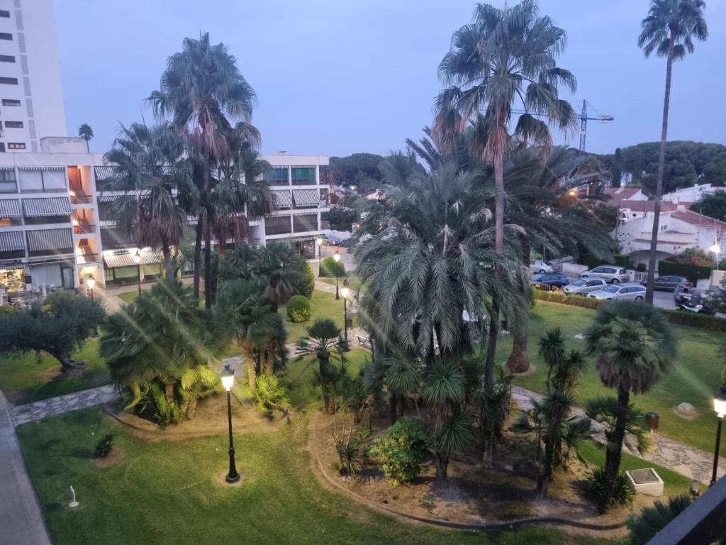 an aerial view of a park with palm trees at Appartement Cambrils in Cambrils