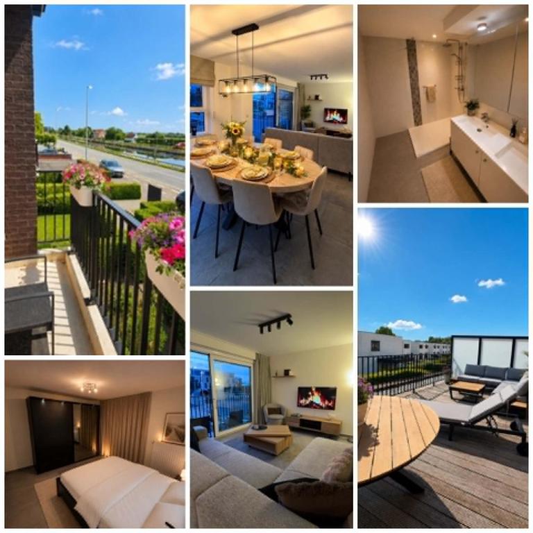 a collage of photos of a house at L'Appart de Grand-Père in Oudenburg
