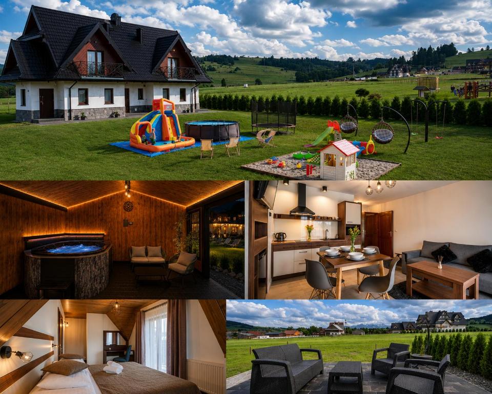 a collage of pictures of a house at Czeho House Domki Białka Tatrzańska in Białka Tatrzańska