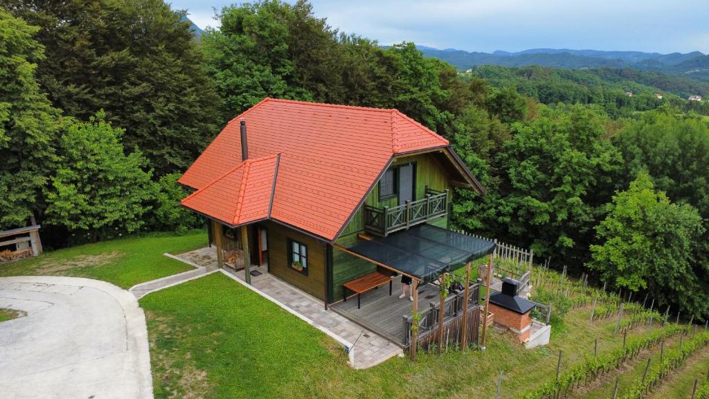 an overhead view of a house with an orange roof at Zidanica Pobežin in Rogaška Slatina