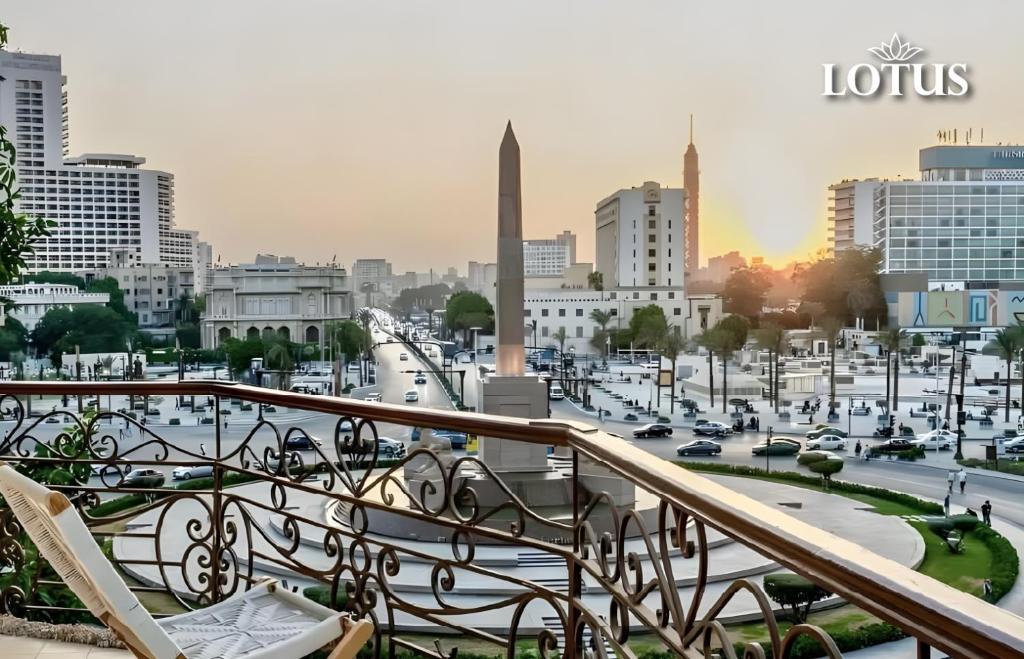 a view of a city from a balcony at Lotus Hotel l Downtown Cairo Sq in Cairo