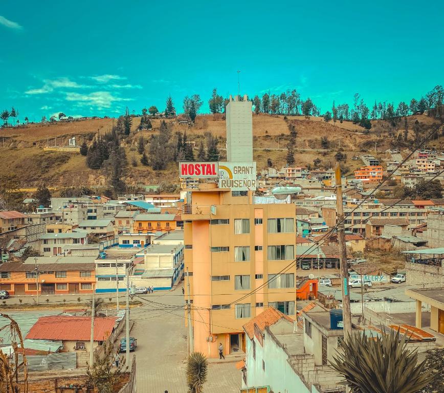 a view of a city with a building at Hotel Grant Ruiseñor in Chambo