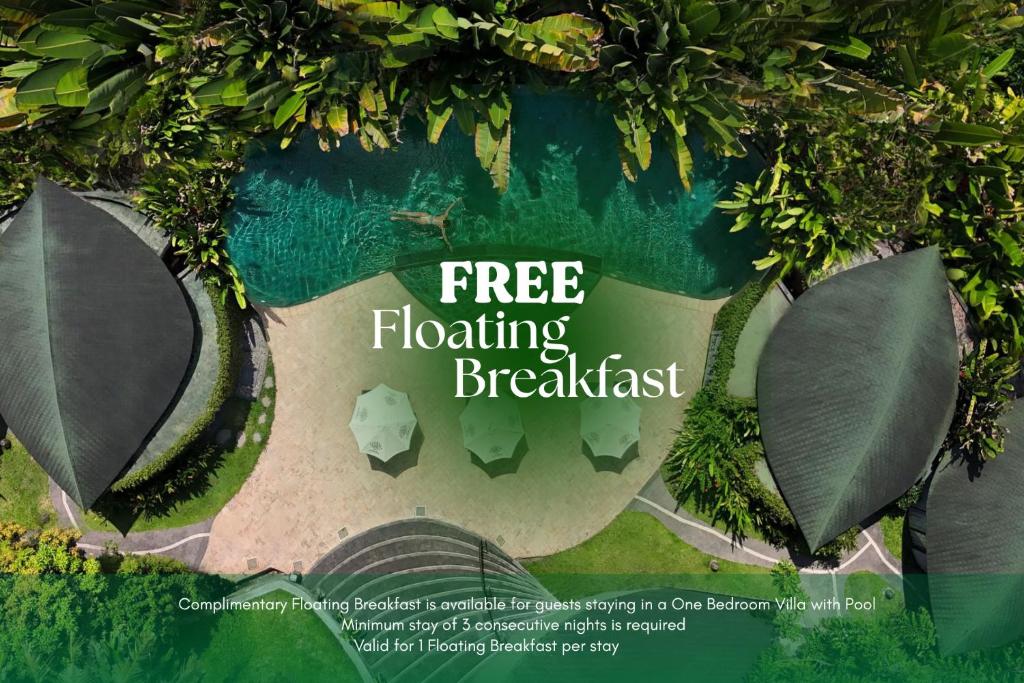 a poster of a tree planting breakasi with leaves at De Moksha Eco Friendly Boutique Resort in Tabanan