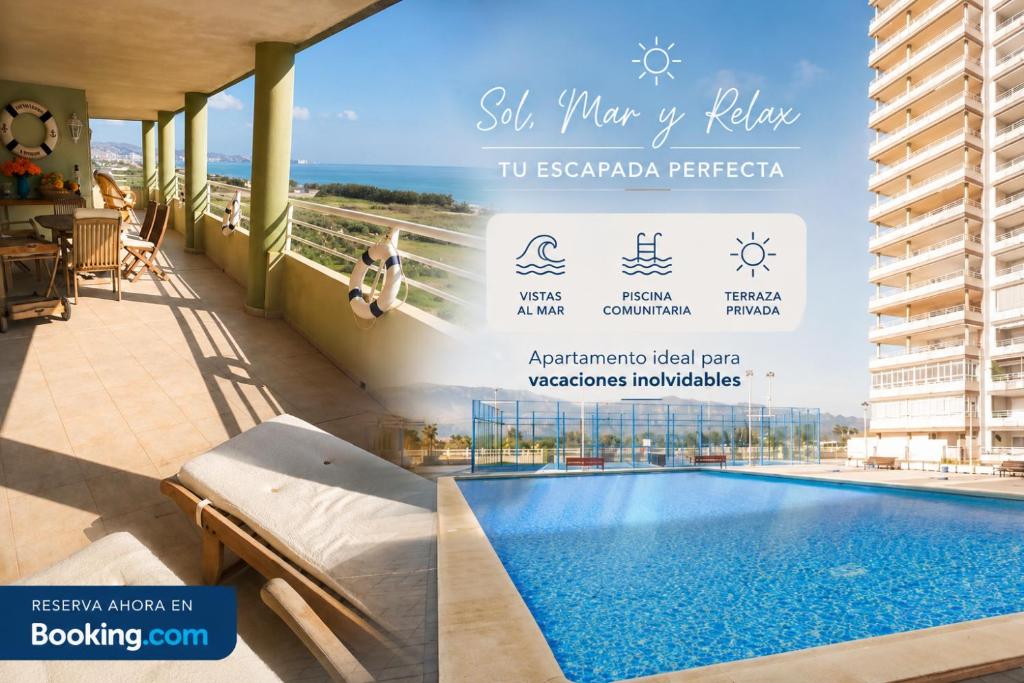 a flyer for a hotel with a swimming pool at Retiro Playa y Spa in Tavernes de Valldigna