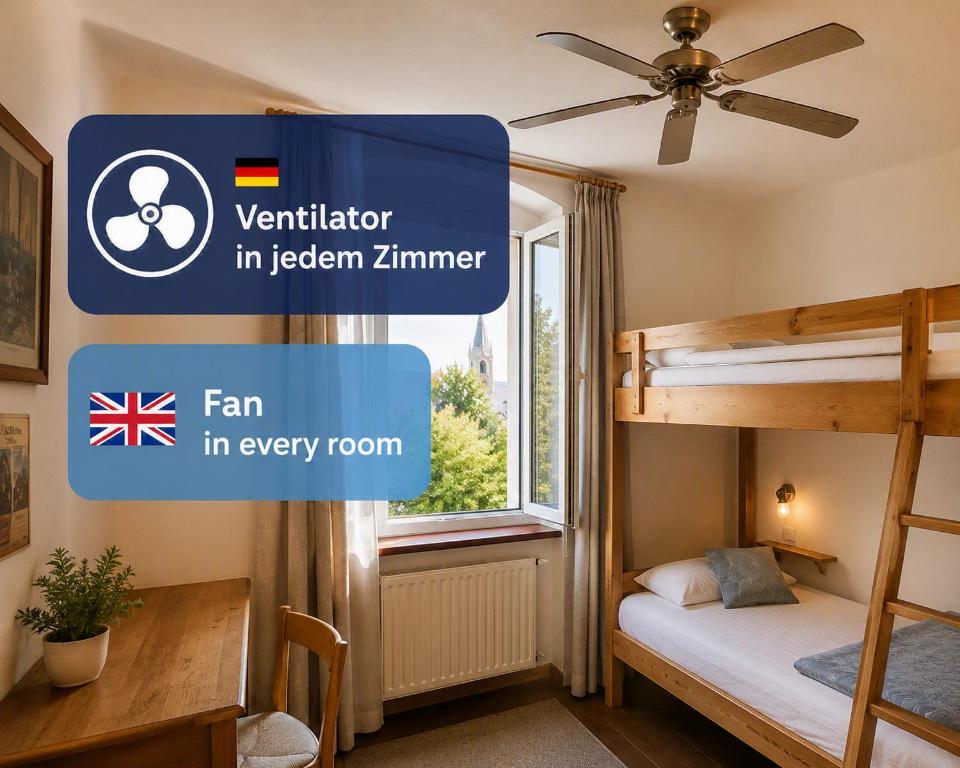 a bedroom with a bunk bed and a window at Hostel-Marburg-one Dorms in Marburg an der Lahn