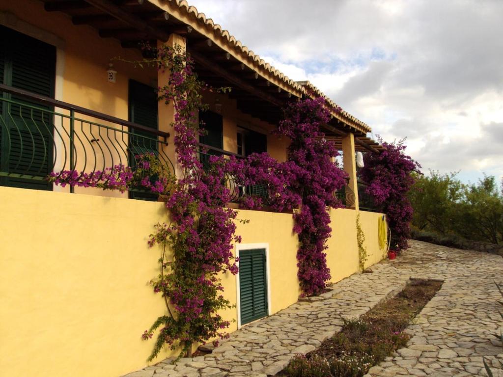 a building with purple flowers on the side of it at Casa do Castelão in Loulé