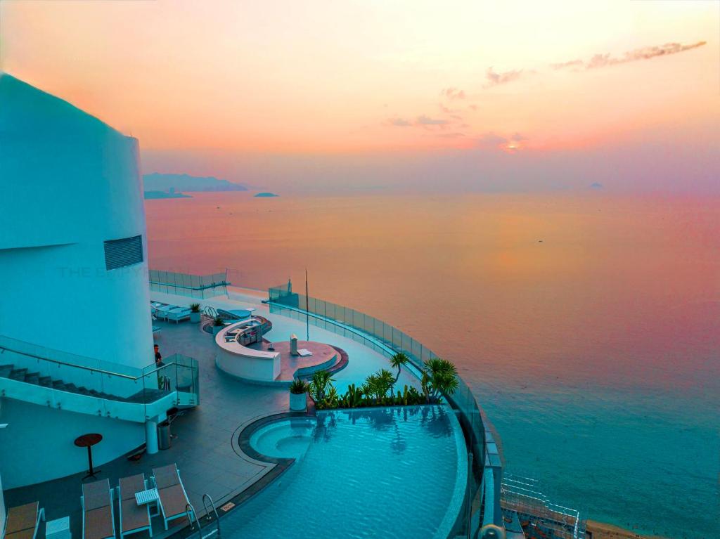 a view of a swimming pool on a cruise ship at Nha Trang Oceanview Suites in Nha Trang