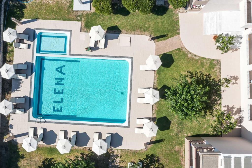 an overhead view of a swimming pool in a yard at Santa Helena Hotel in Ialysos