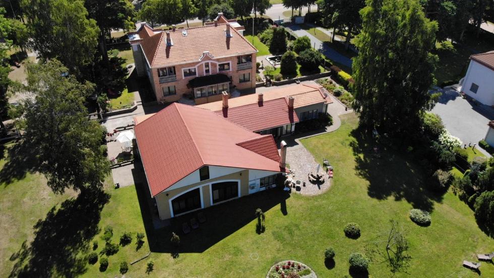 an overhead view of a large house with a roof at Villa Leonardo in Ventspils