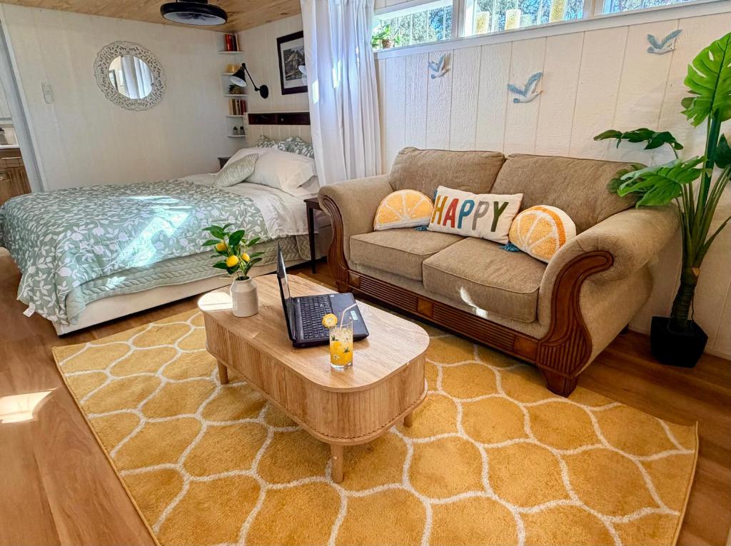 a living room with a couch and a coffee table at Lemon Drop in Homosassa