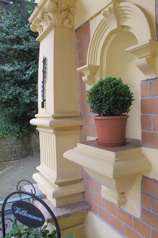 a potted plant on the side of a building at Hotel Anlage Heidelberg in Heidelberg