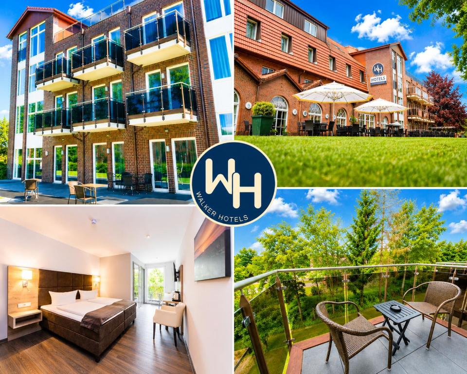 a collage of photos of a mansion at WH Hotels Papenburg Zentrum in Papenburg