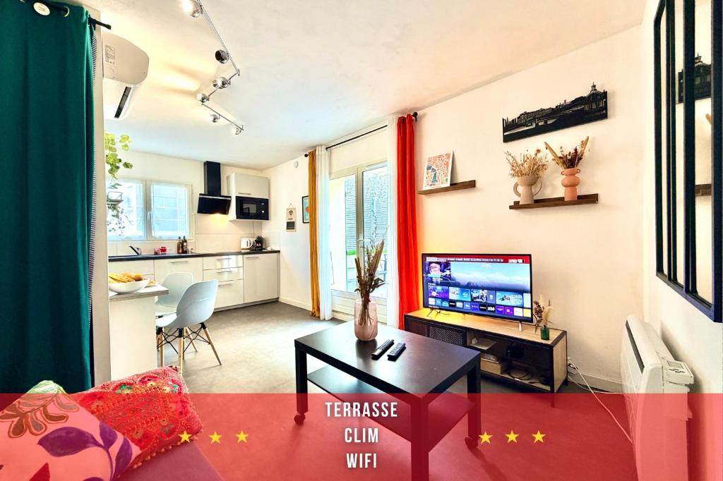 " Terrasse de Barcelone " Centre Ville - Wifi - Draps