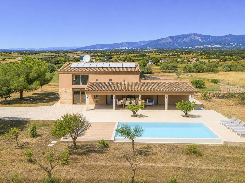 an aerial view of a house with a swimming pool at Holiday Home Can Toni by Interhome in Inca
