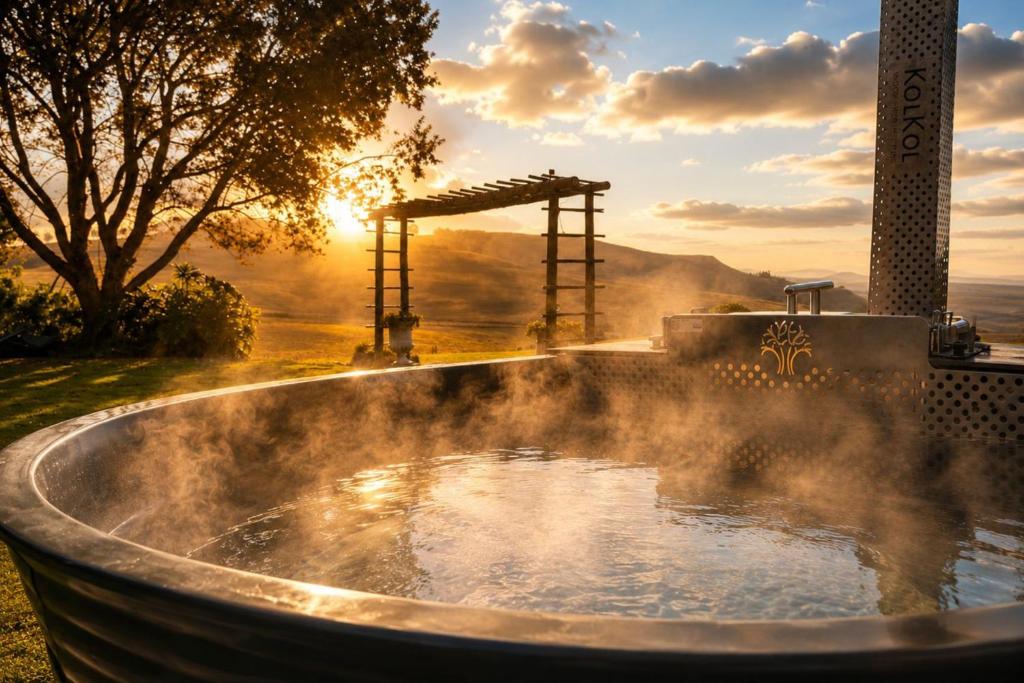 a hot tub with steam coming out of it at Wellstead Cathkin Park in Cathkin Park