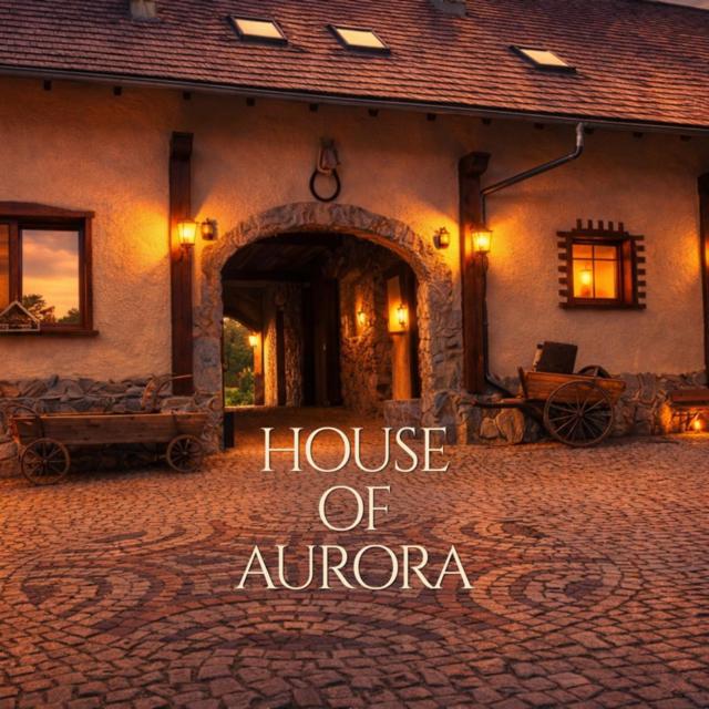 a house of aurora sign in front of a building at House of Aurora in Šwidnik