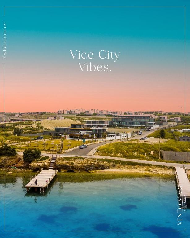 a view of a city with a river at VENTO MARE Çeşme in Çeşme