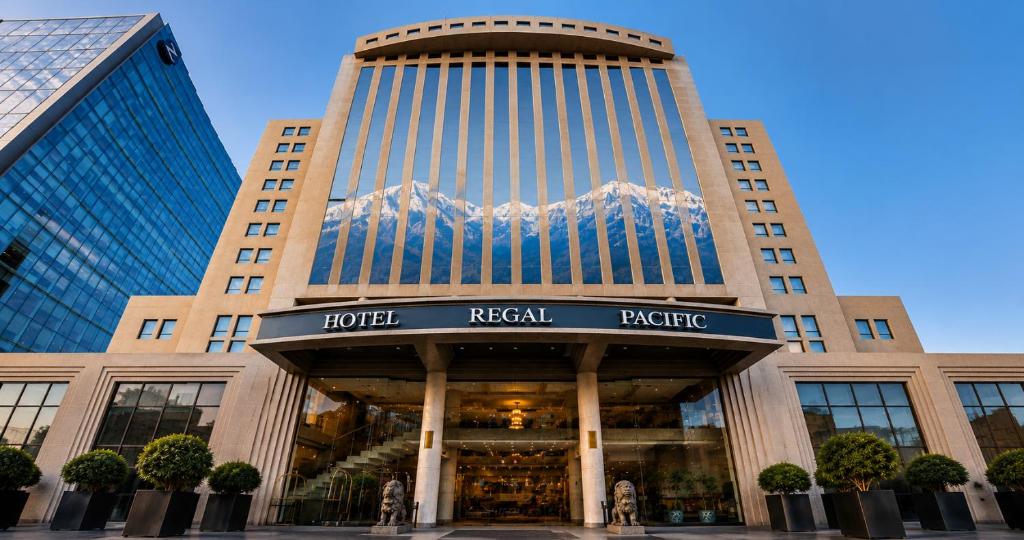 a facade of a hotel rebranded real pacific building at Hotel Regal Pacific Santiago in Santiago