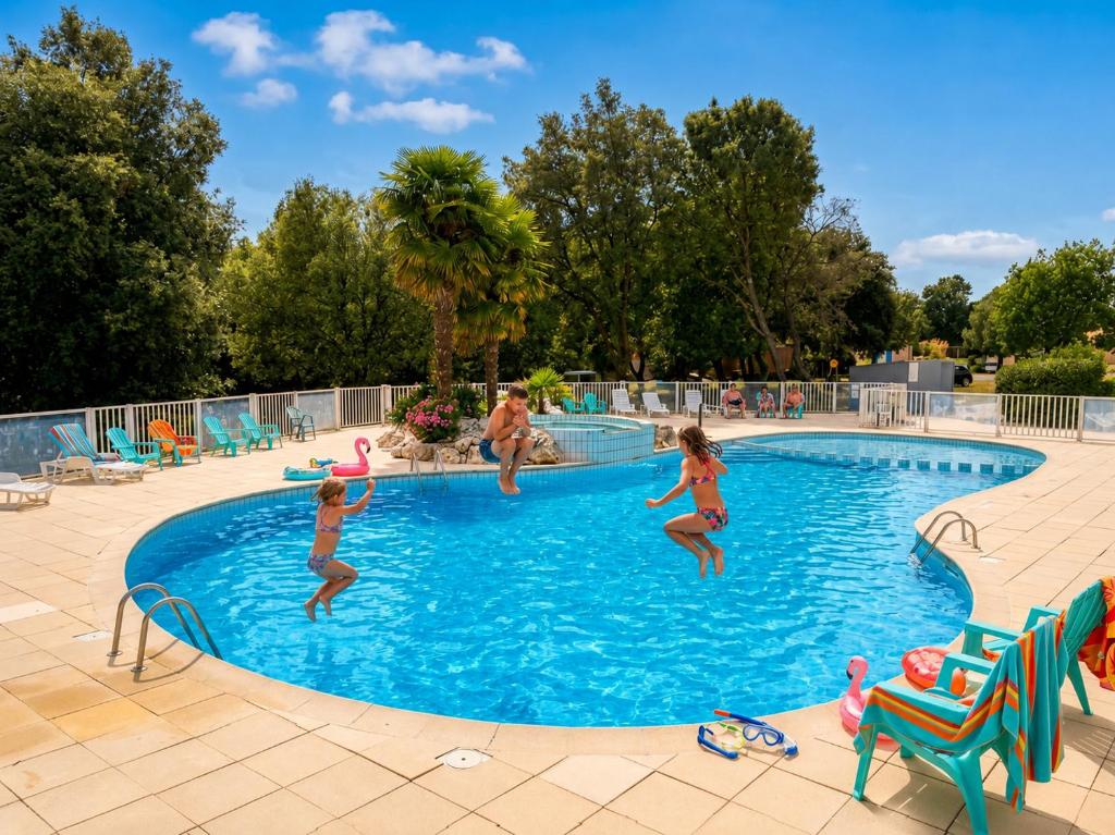 a group of people playing in a swimming pool at Les Chênes verts in Saint-Savinien