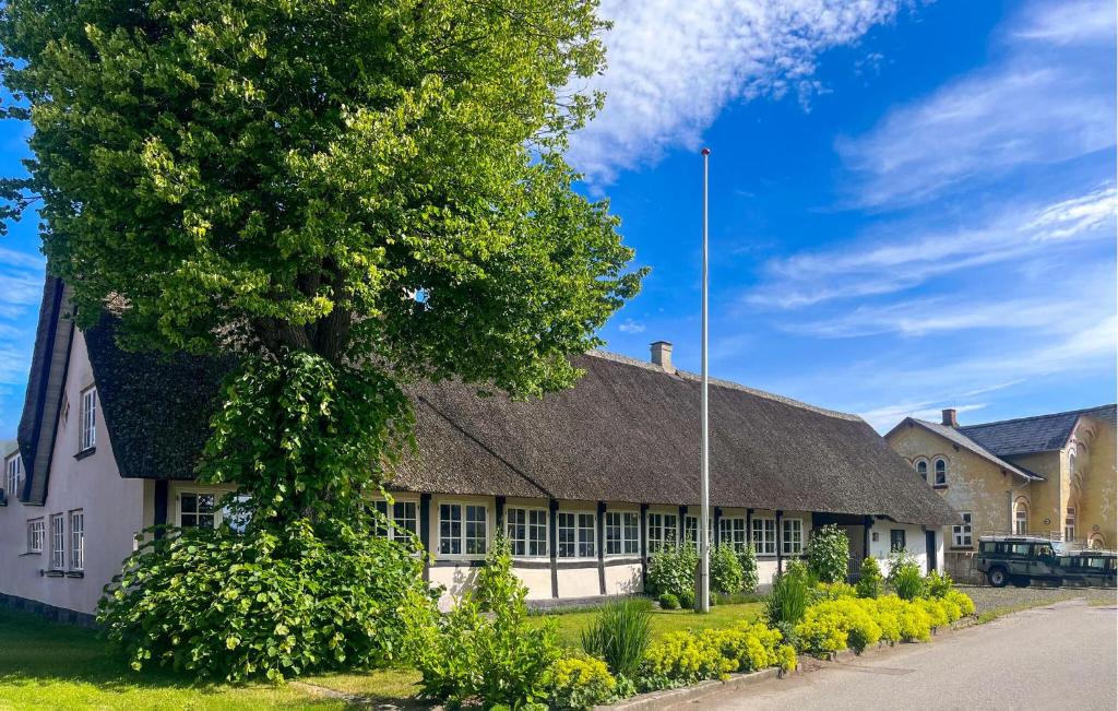 a building with a tree in front of it at 4 Bedroom Cozy Home In Samsø in Toftebjerg