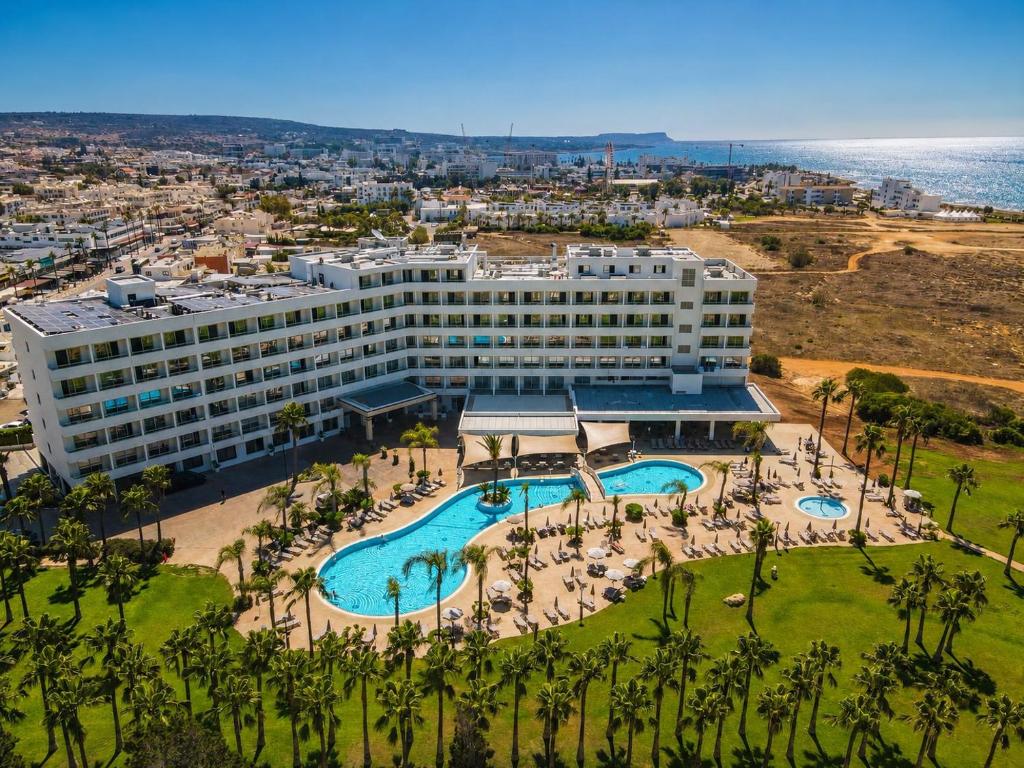 an aerial view of a hotel with a swimming pool at Nelia Sea Breeze in Ayia Napa