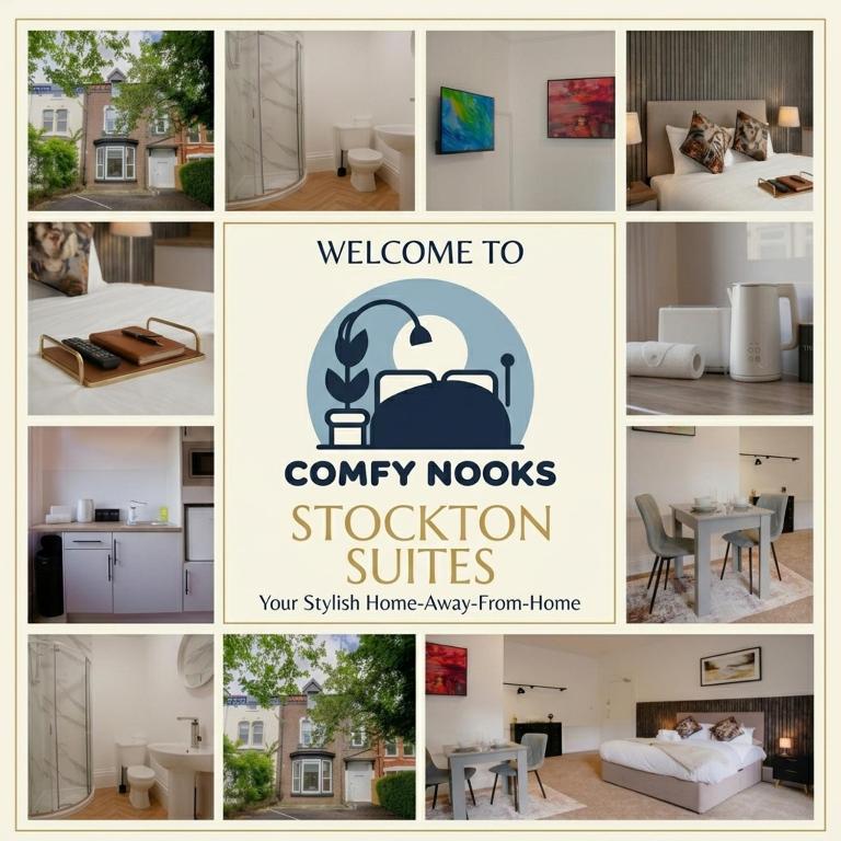 a collage of photos of a house at Stockton Suites in Stockton-on-Tees