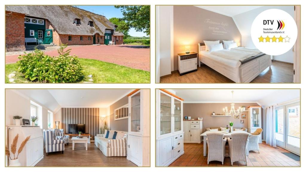 a collage of four pictures of a house at Wrixum - Herrenhof Nr 7 Leevhüs in Wrixum