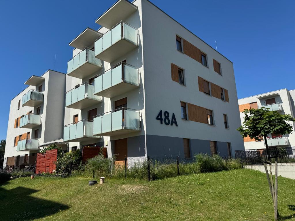 an apartment building with the number on it at Apartament Milicz in Milicz