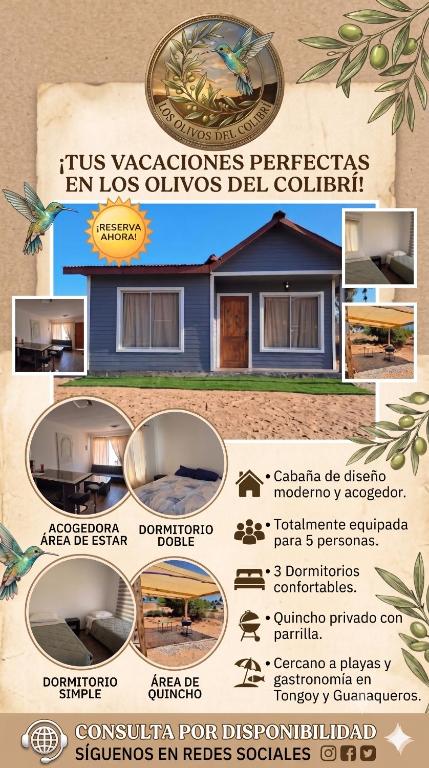 a flyer for a house with a picture at Los Olivos del Colibri in Tambillos