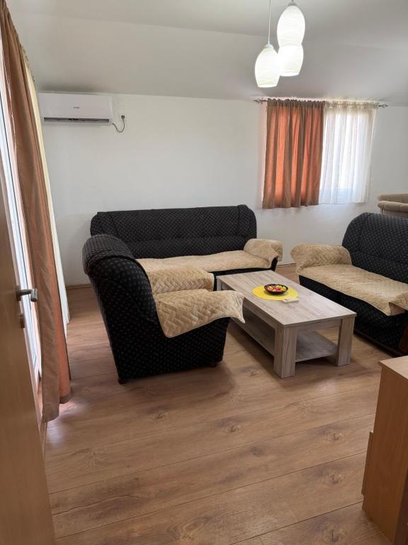 a living room with a couch and a coffee table at Apartman M&S in Golubovci