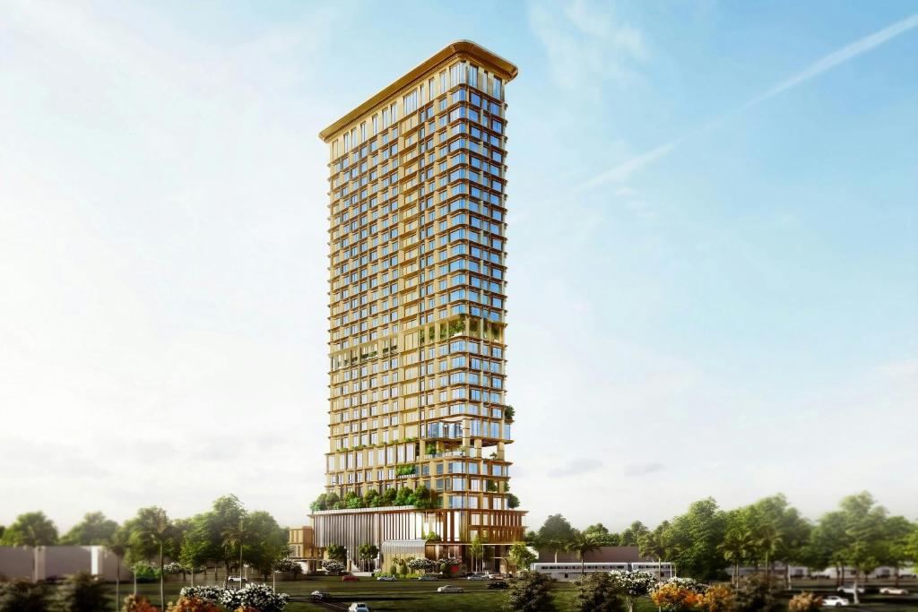 a rendering of a tall building at Jakarta Marriott Hotel Gelora in Jakarta