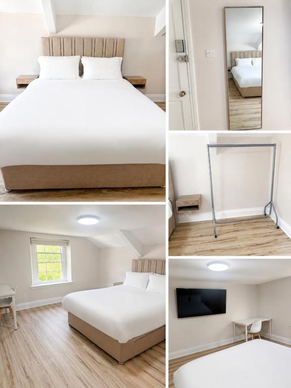 a bedroom with a bed and a mirror and a tv at Central Room to Rent in Plymouth