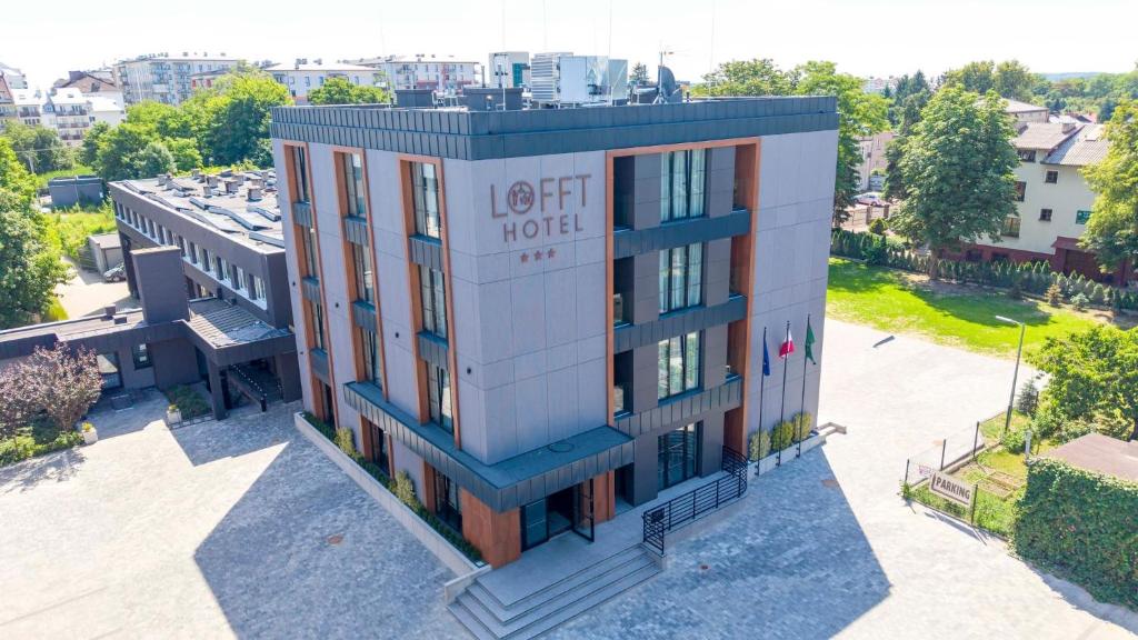 an overhead view of a left hotel building at Lofft Hotel in Ciechanów