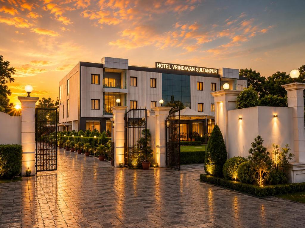 a building with a gate in front of it at Hotel Vrindavan Sultanpur in Sultānpur