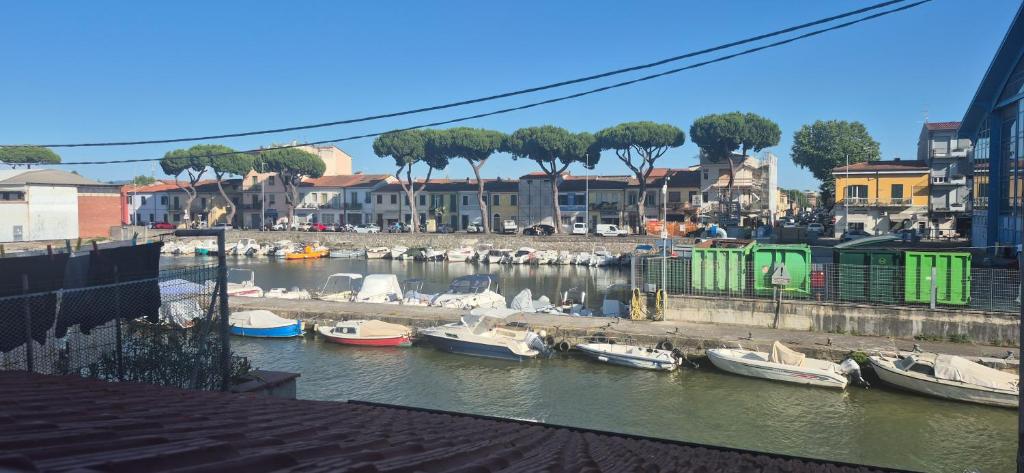 a group of boats are docked in a harbor at EremAre Viareggio Casa Vacanza in Viareggio