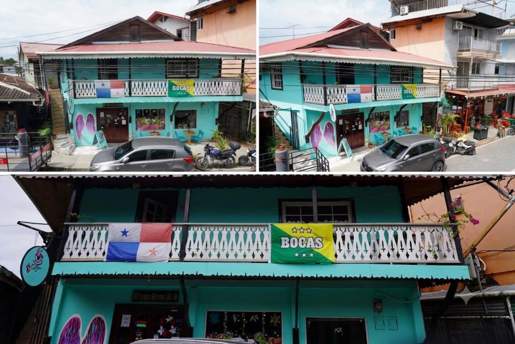 a collage of three pictures of a building at Tortugas Brews B&B in Bocas Town