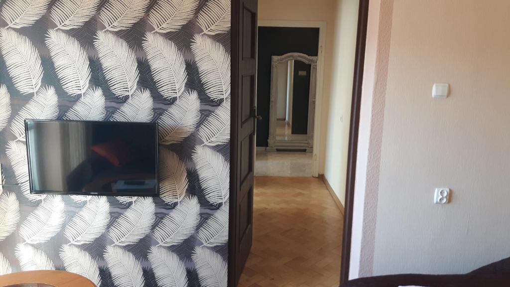 Televízia a/alebo spoločenská miestnosť v ubytovaní Apartament na Podwalu