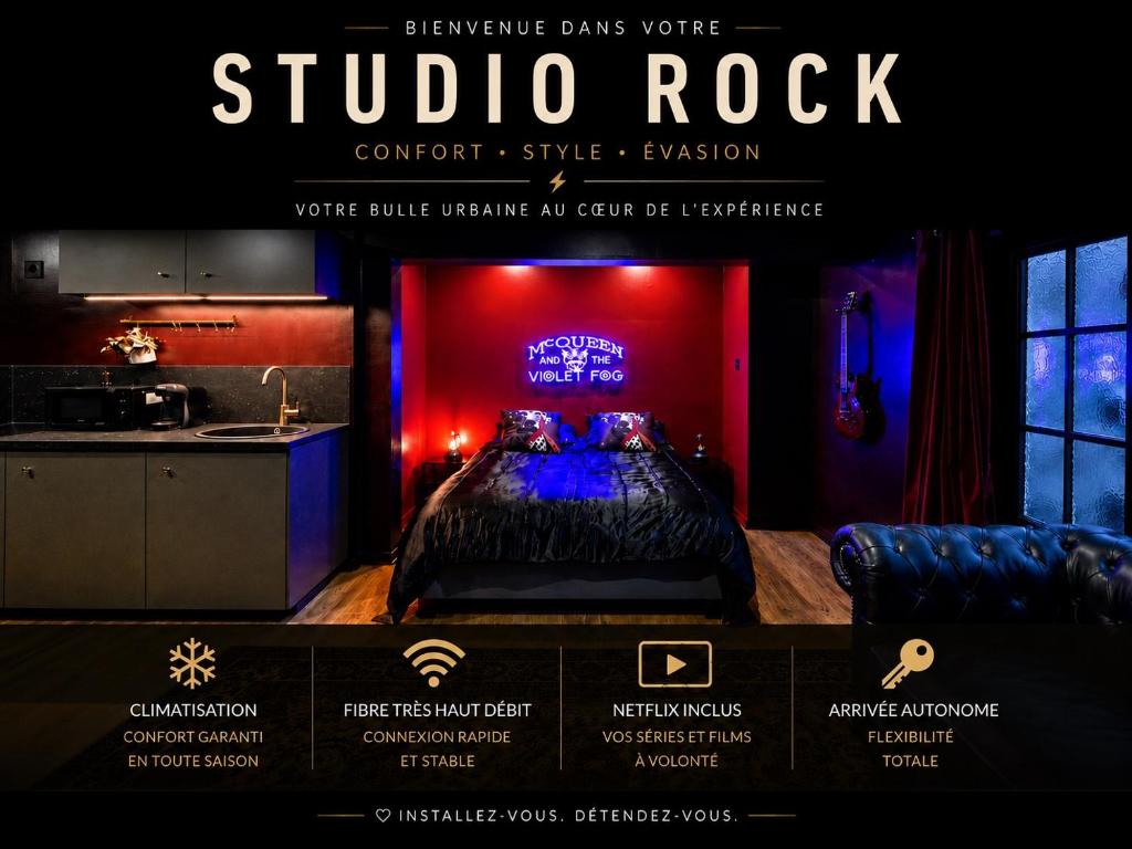 a poster for a studio rock room with a bed at Le studio rock in Orthez
