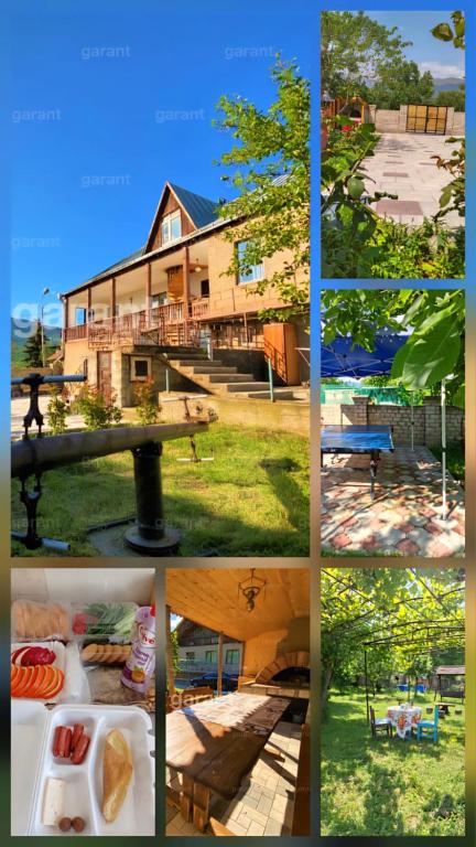 a collage of pictures of a house and a table at Grand BIGHOUSE in Dilijan