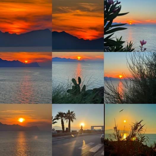 a collage of different images of a sunset at Dall'Orso Grigio in Balestrate