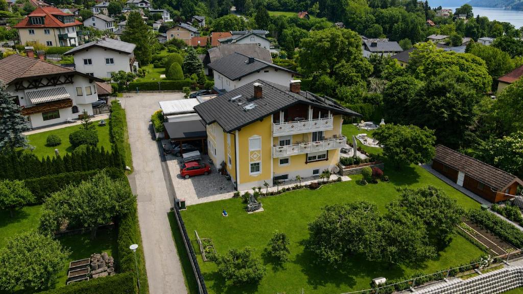an aerial view of a house with a yard at Feistritzer in Seeboden